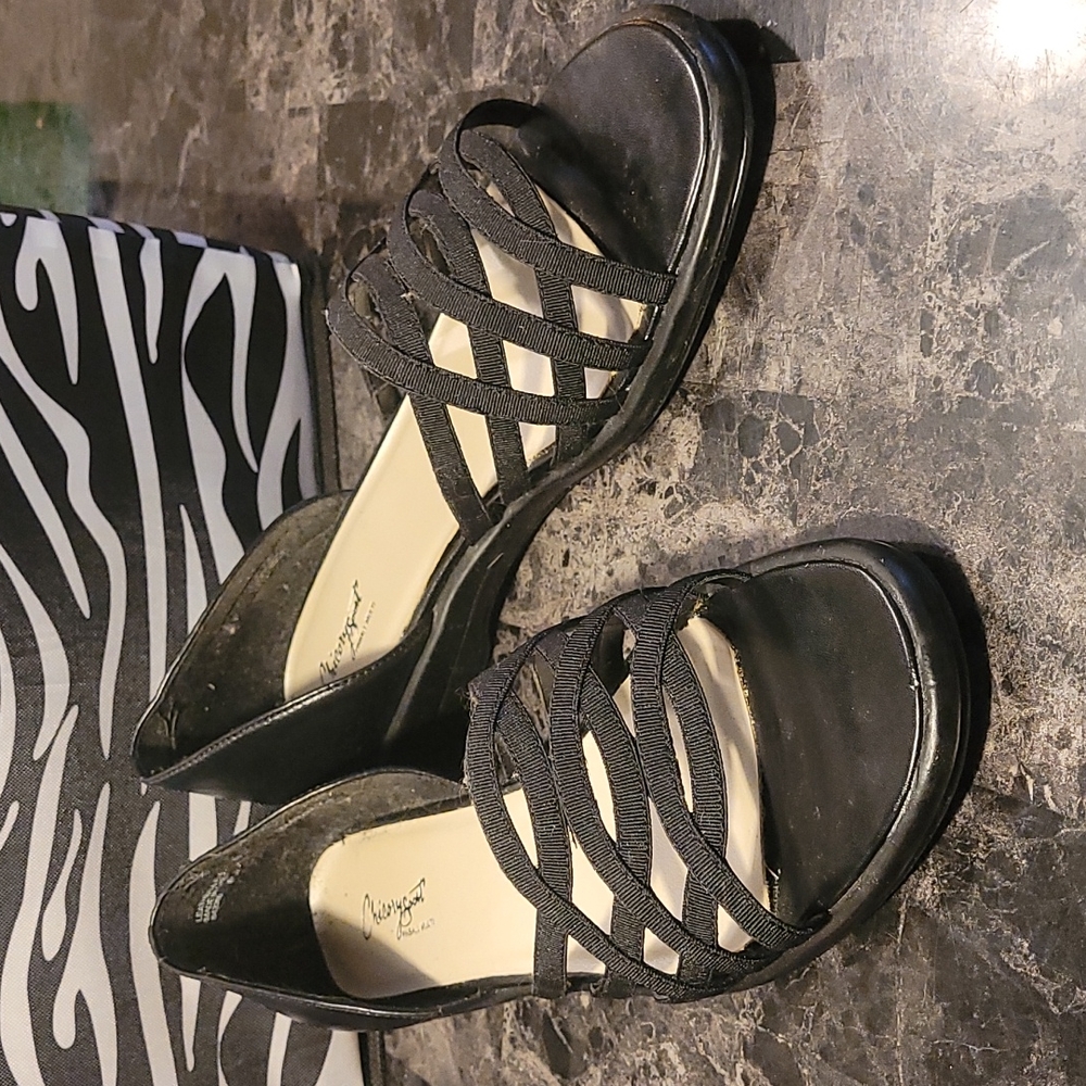 Classic Black Chicory Sport flat black slip on Sandals Womens size 9